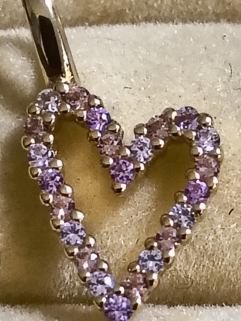 Delicate Gold Over Sterling & Pink Sapphire Heart Pendant Unsigned But Tested